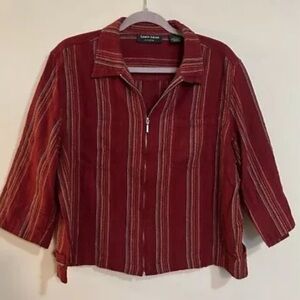Lemon Grass Studio 100% Cotton Women's Size Large Lightweight Jacket Front Zip